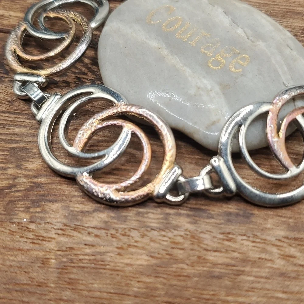 Rose link multi tone floral modern bracelet‎ B3139